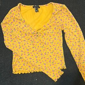 Floral Mustard Yellow Long Sleeve Top
